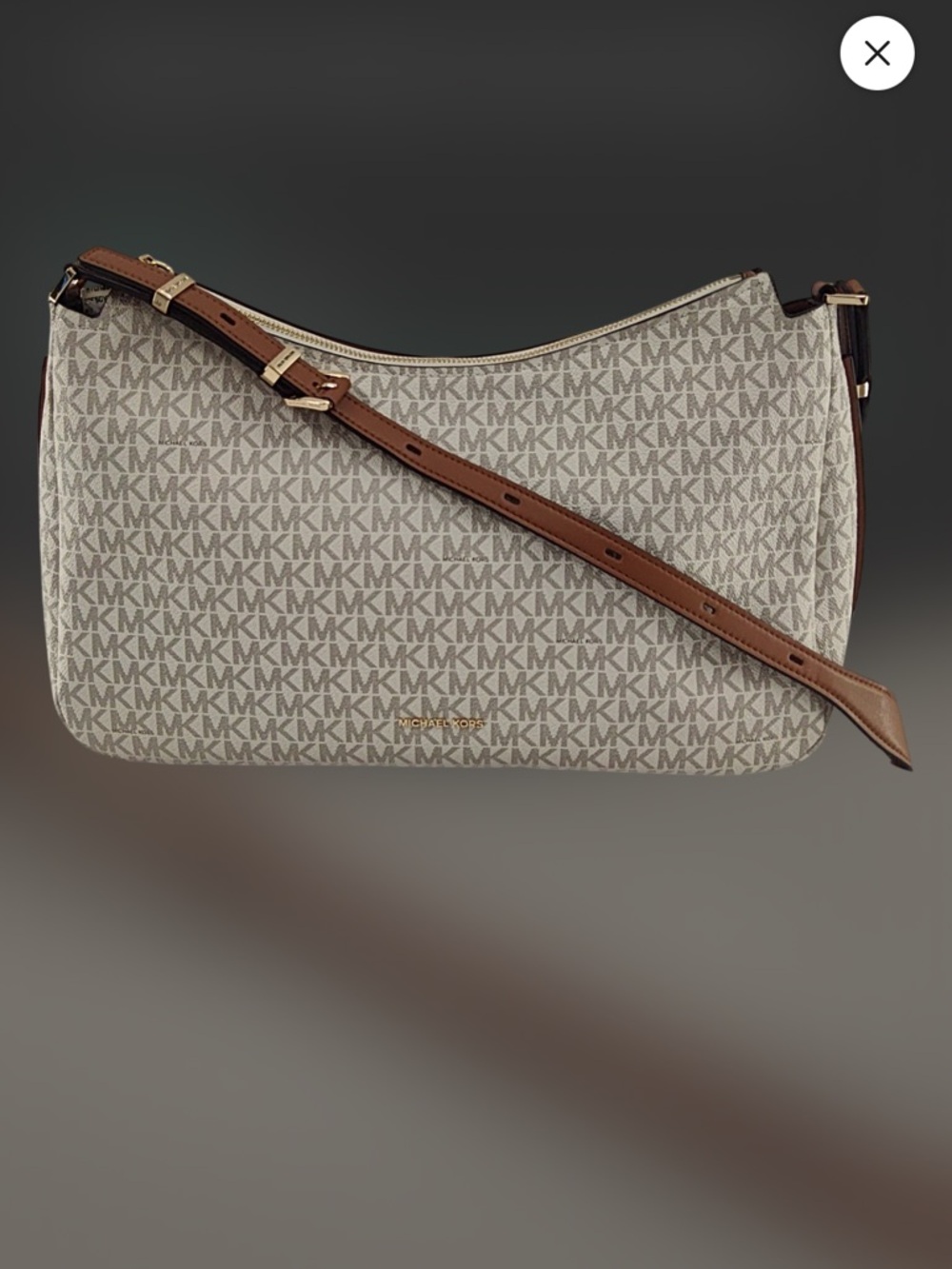 Michael Kors Monogram Crossbody in Vanilla and Brown